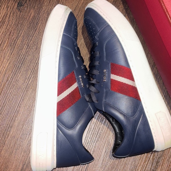 Bally Navy and Burgundy Men's Sneakers - Picture 3 of 6